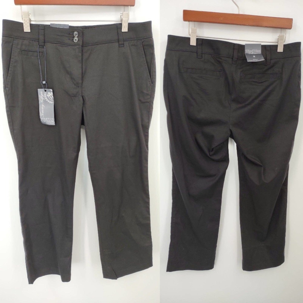 Tommy Hilfiger stretch sateen collection black crop pants womens 8 flat